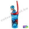 Marvel Captain Amerika figurás fedeles szívószálas pohár