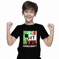 Minecraft Creeper-TNT átfordítható simiflitteres póló