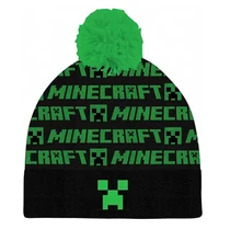 Minecraft feliratos Creeperes fekete bojtos sapka