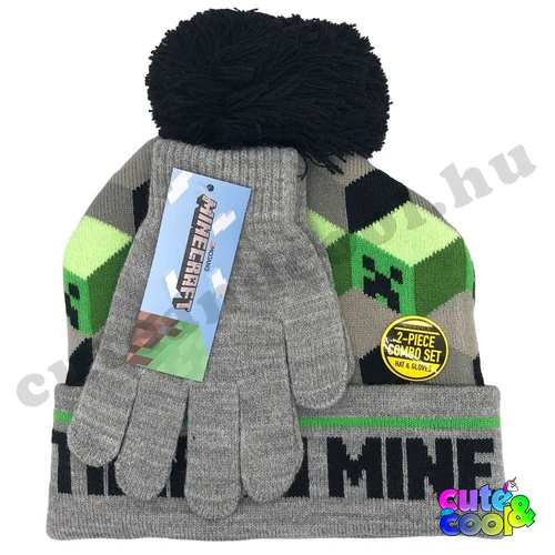 Minecraft téli gyerek sapka kesztyűvel