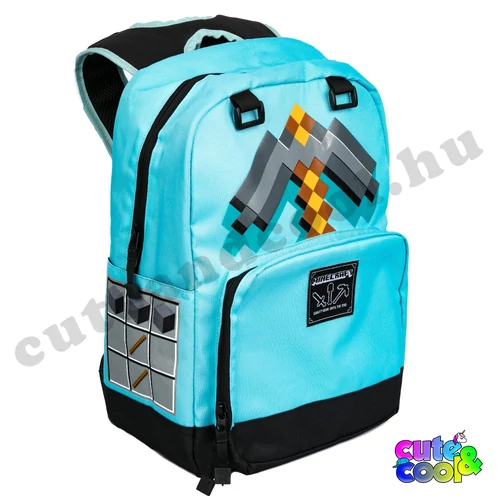 Minecraft türkiz színű kőcsákány iskolatáska