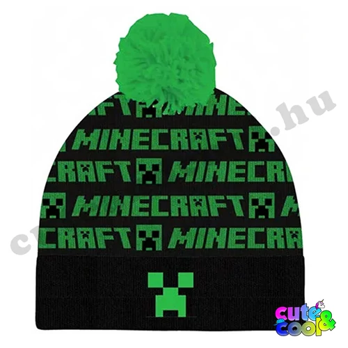 Minecraft feliratos Creeperes fekete bojtos sapka
