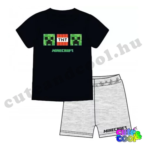 Minecraft fekete Creeper és TNT rövid pizsama