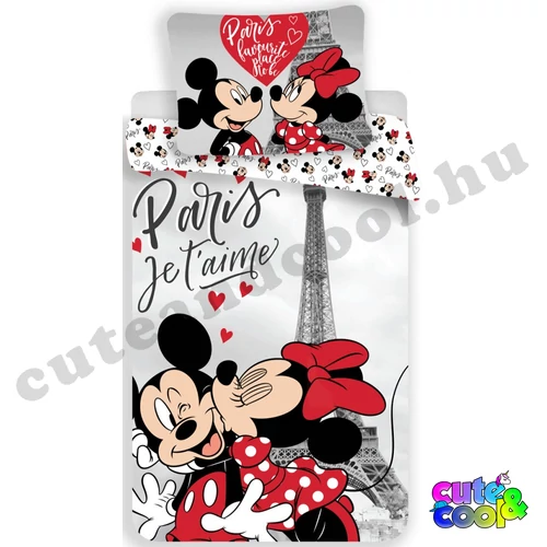 Minnie & Mickey Párizs Ágyneműhuzat - Pamut