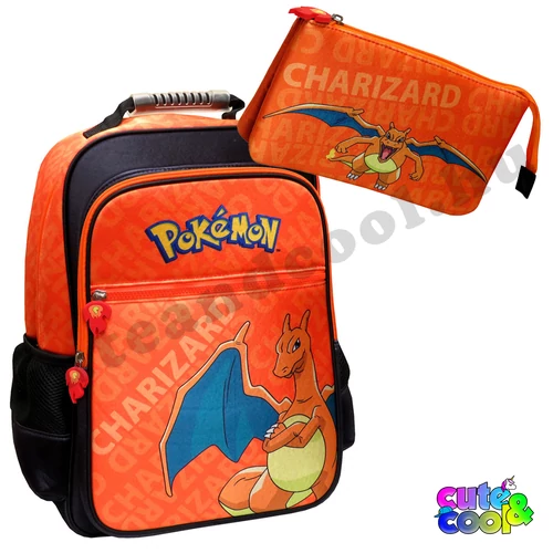 Pokémon Charizard iskolatáska és tolltartó