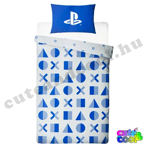 PlayStation kék-fehér kontroller gombos ágyneműhuzat