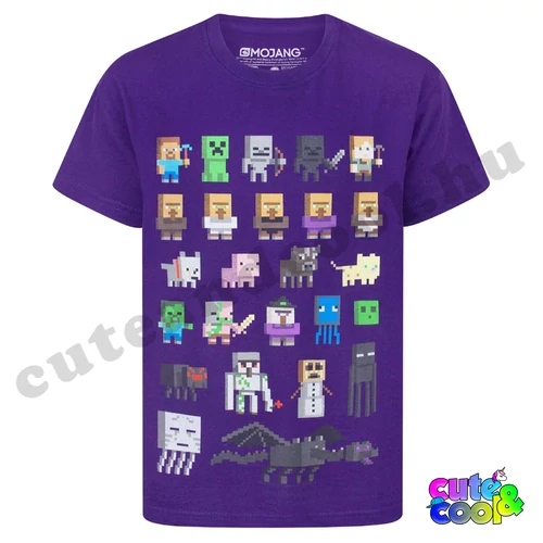 Minecraft karakteres lila póló