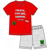 Minecraft Create-Explore-Survive piros rövid pizsama