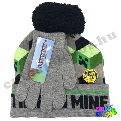 Minecraft téli gyerek sapka kesztyűvel