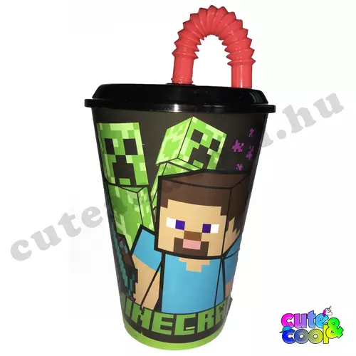 Minecraft Steve Creeper és Enderman nagyméretű szívószálas pohár