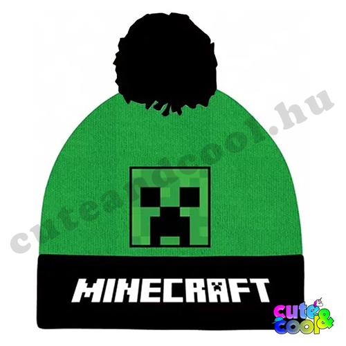Minecraft Creeper fekete-zöld bojtos sapka