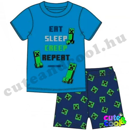 Minecraft Eat-Sleep-Creep-Create rövid pizsama