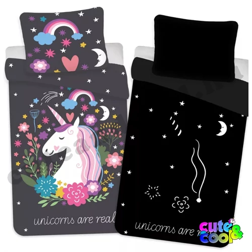 Unicorns are real foszforeszkáló ágyneműhuzat - Pamut