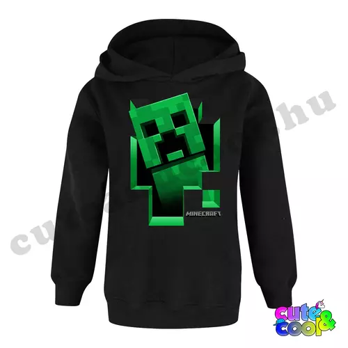 Minecraft kirobbanó Creeper fekete kapucnis pulóver