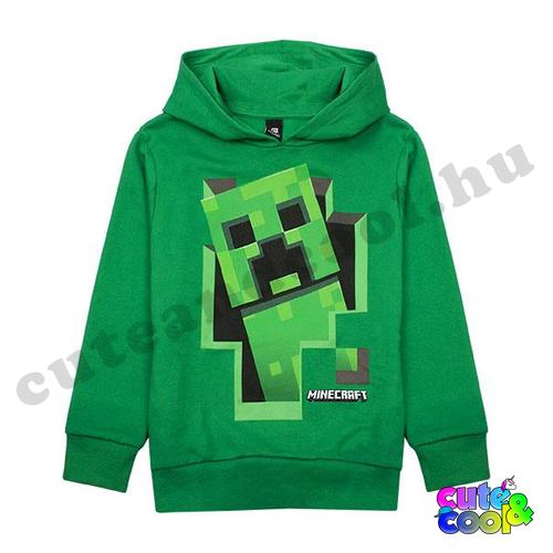 Minecraft kirobbanó Creeper zöld kapucnis pulóver