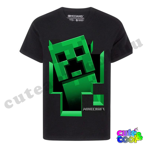 Minecraft kirobbanó Creeper fekete póló