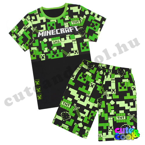 Minecraft zöld-fekete Creeper pizsama rövidnadrággal