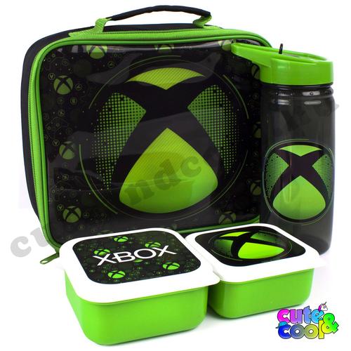 Xbox-os uzsonnástáska és kulacs szendvicstartó dobozokkal